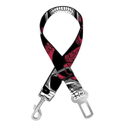 Red Octopus Skull Pattern Print Dog Seat Belt
