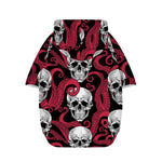 Red Octopus Skull Pattern Print Dog Zip Up Hoodie