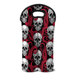 Red Octopus Skull Pattern Print Double Neoprene Wine Tote