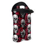 Red Octopus Skull Pattern Print Double Neoprene Wine Tote