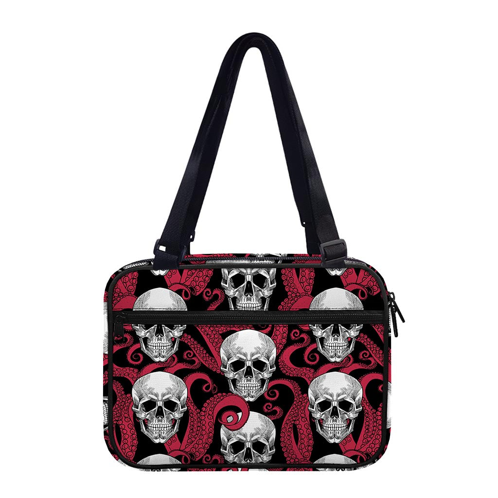 Red Octopus Skull Pattern Print Double Strap Bible Bag