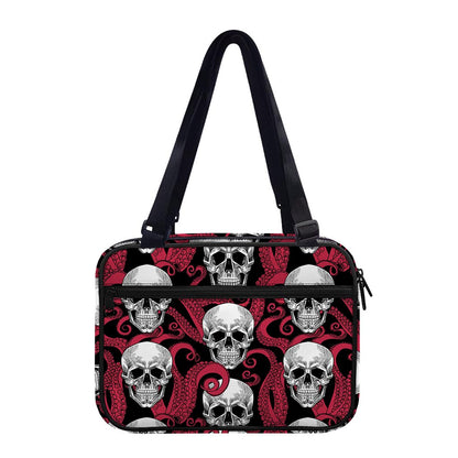 Red Octopus Skull Pattern Print Double Strap Bible Bag