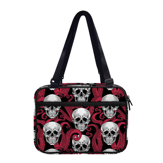 Red Octopus Skull Pattern Print Double Strap Bible Bag