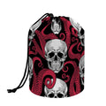 Red Octopus Skull Pattern Print Drawstring Makeup Bag