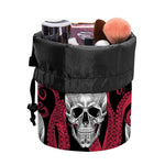 Red Octopus Skull Pattern Print Drawstring Makeup Bag