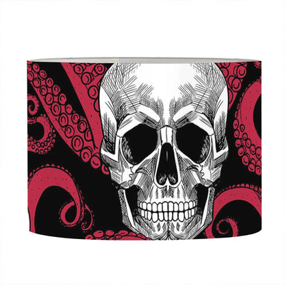 Red Octopus Skull Pattern Print Drum Lamp Shade