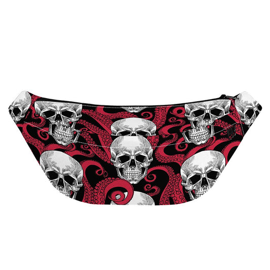 Red Octopus Skull Pattern Print Fanny Pack