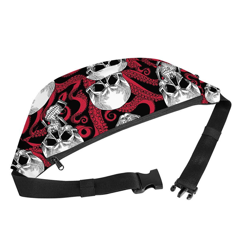 Red Octopus Skull Pattern Print Fanny Pack