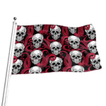 Red Octopus Skull Pattern Print Flag