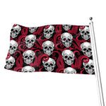 Red Octopus Skull Pattern Print Flag