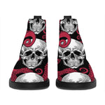 Red Octopus Skull Pattern Print Flat Ankle Boots