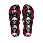 Red Octopus Skull Pattern Print Flip Flops