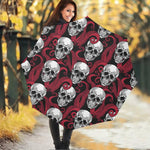 Red Octopus Skull Pattern Print Foldable Umbrella