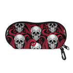 Red Octopus Skull Pattern Print Glasses Case