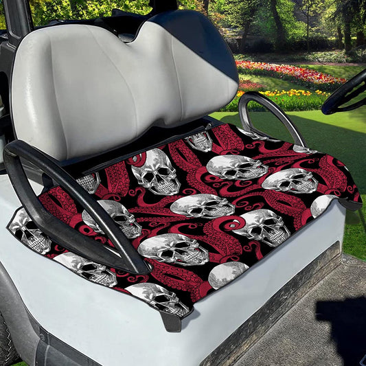 Red Octopus Skull Pattern Print Golf Cart Seat Cover