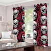 Red Octopus Skull Pattern Print Grommet Curtains