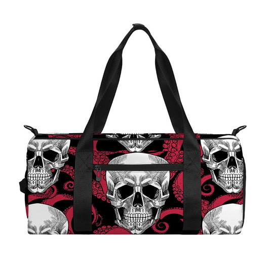 Red Octopus Skull Pattern Print Gym Bag