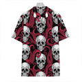 Red Octopus Skull Pattern Print Hawaiian Shirt
