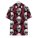 Red Octopus Skull Pattern Print Hawaiian Shirt