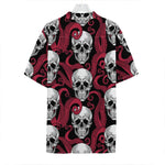 Red Octopus Skull Pattern Print Hawaiian Shirt