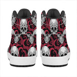 Red Octopus Skull Pattern Print High Top Leather Sneakers