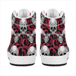 Red Octopus Skull Pattern Print High Top Leather Sneakers