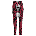 Red Octopus Skull Pattern Print High-Waisted Pocket Leggings