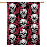 Red Octopus Skull Pattern Print House Flag