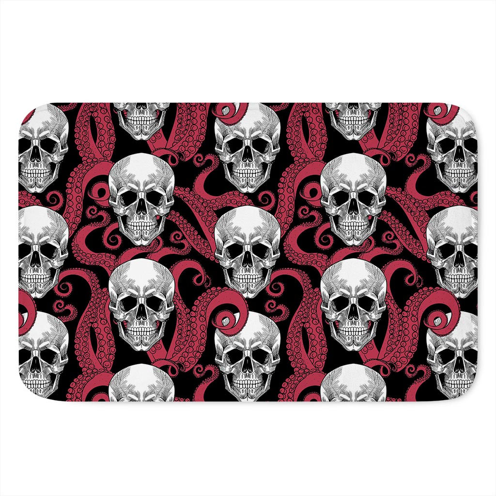 Red Octopus Skull Pattern Print Indoor Door Mat