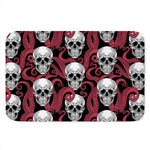 Red Octopus Skull Pattern Print Indoor Door Mat