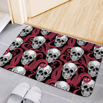 Red Octopus Skull Pattern Print Indoor Door Mat