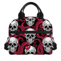 Red Octopus Skull Pattern Print Insulated Lunch Bag
