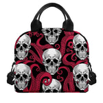 Red Octopus Skull Pattern Print Insulated Lunch Bag