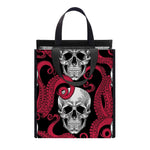 Red Octopus Skull Pattern Print Insulated Lunch Tote