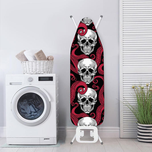 Red Octopus Skull Pattern Print Ironing Board Cover