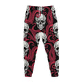 Red Octopus Skull Pattern Print Jogger Pants