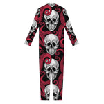 Red Octopus Skull Pattern Print Jumpsuit