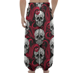 Red Octopus Skull Pattern Print Lantern Pants