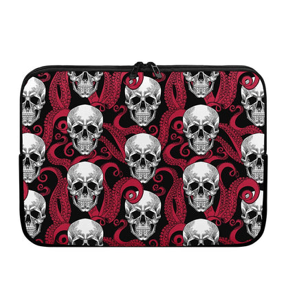 Red Octopus Skull Pattern Print Laptop Sleeve