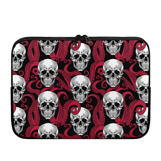 Red Octopus Skull Pattern Print Laptop Sleeve