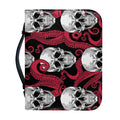 Red Octopus Skull Pattern Print Leather Bible Cover