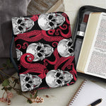 Red Octopus Skull Pattern Print Leather Bible Cover