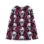Red Octopus Skull Pattern Print Long Sleeve Short Coat