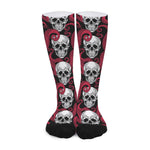 Red Octopus Skull Pattern Print Long Socks