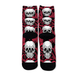 Red Octopus Skull Pattern Print Long Socks