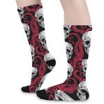 Red Octopus Skull Pattern Print Long Socks