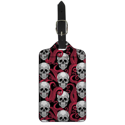 Red Octopus Skull Pattern Print Luggage Tag