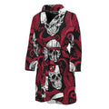 Red Octopus Skull Pattern Print Men's Bathrobe