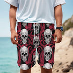 Red Octopus Skull Pattern Print Men's Cargo Shorts