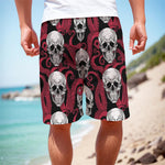 Red Octopus Skull Pattern Print Men's Cargo Shorts